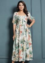 Muslin Cotton Multi Color Casual Wear Printed Readymade Gown